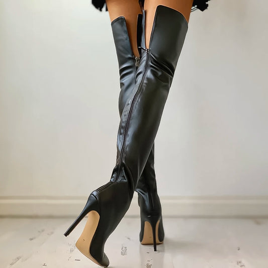 High Heel, Sexy, Over The Knee, Long Leather Boot, Fashion, Footwear, Style, Women's Shoes, Statement Piece, Trendy.