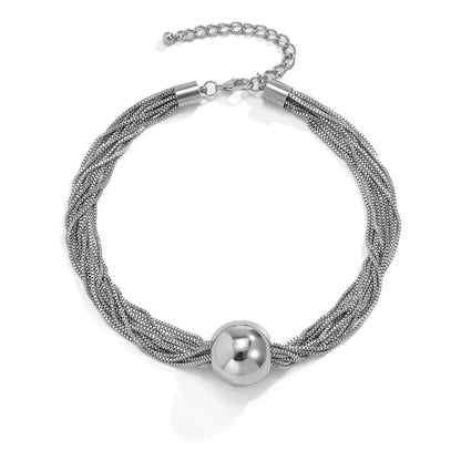 SHP Silver Elegant Chunky Chain & Ball(24A0105)