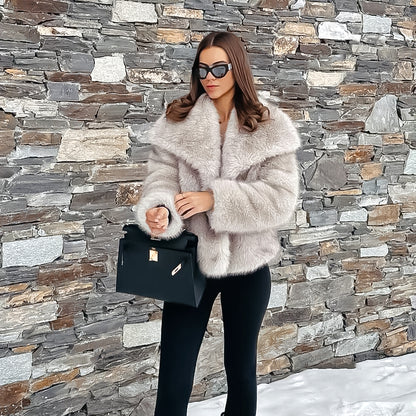  SHP Faux Fur Jacket , fashion coat , zara furry coat , Trend furry coat , woman furry coat for winter