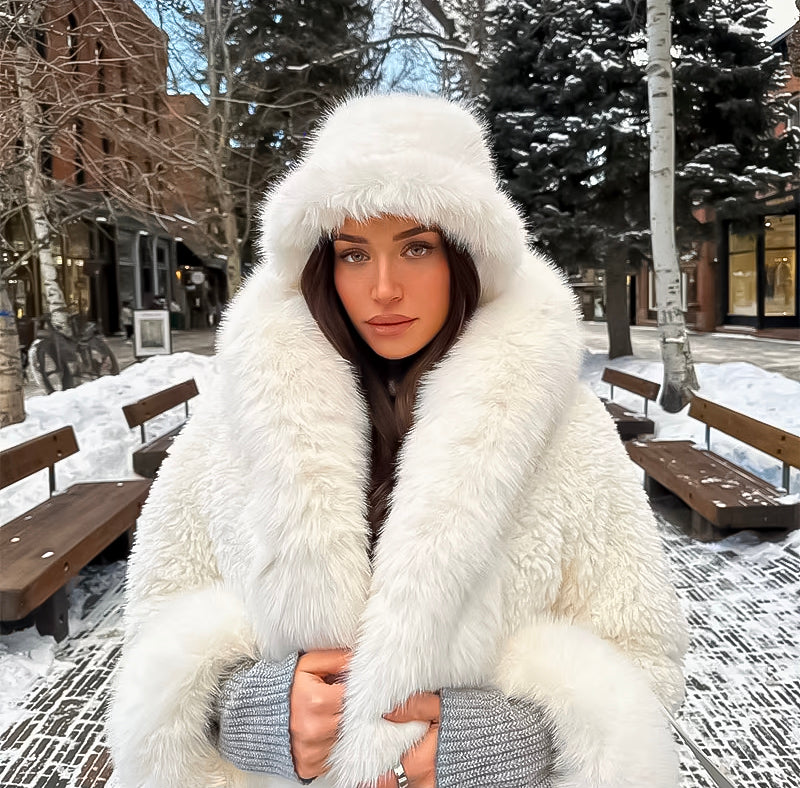 Faux Fur Jacket With Hood