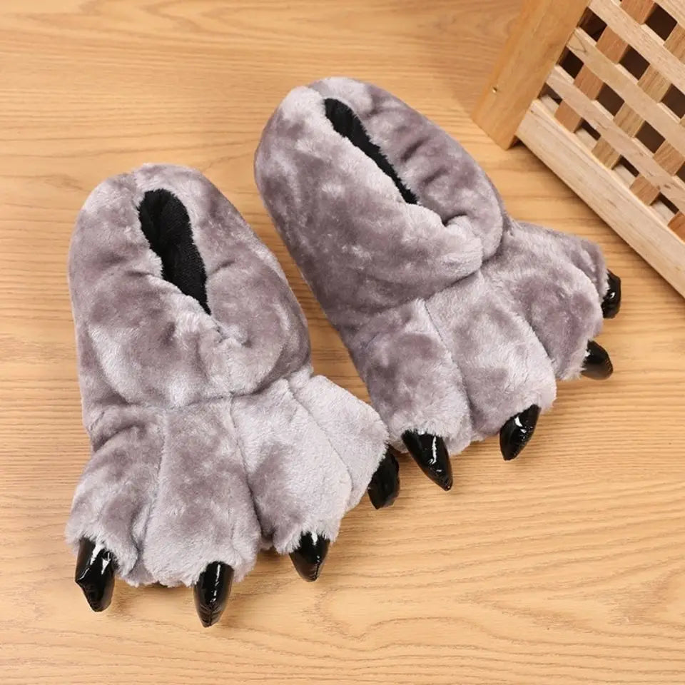 Bigfoot slippers Bear paw slippers Chunky slippers Unisex footwear Cozy comfort Novelty slippers Winter essentials Quirky fashion Furry footwear Unique gift idea