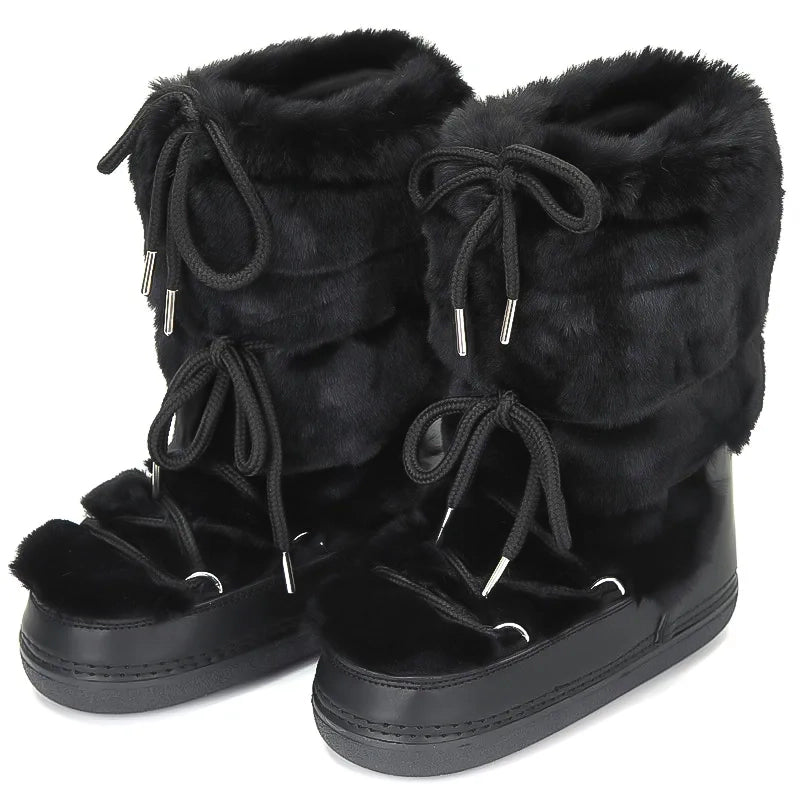 Snow Boot - Luxury furry boots ,woman boots for winter,Black