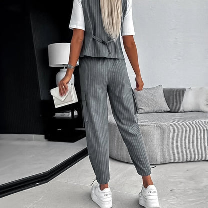 Grey Vest&Pants Casual Outfit - 2 piece se