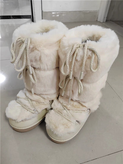 Snow Boot - Luxury furry boots ,woman boots for winter,white