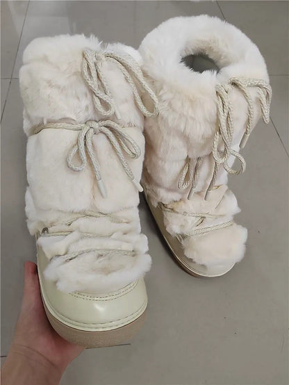 Snow Boot - Luxury furry boots ,woman boots for winter,white