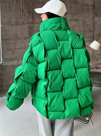 Puffer coat, Fashion outerwear, Plaid pattern, Winter style, Trendy design, Warmth and style, Seasonal fashion, Cold weather coat, Versatile outerwear, Stylish winter wear,