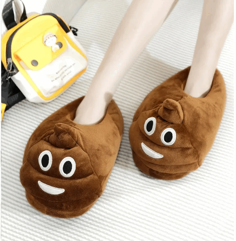 Poop slipper, Novelty footwear, Funny slippers, Quirky design, Bathroom humor, Plush poop, Comfy slippers, Unique gift idea, Whimsical footwear, Hilarious home accessory,