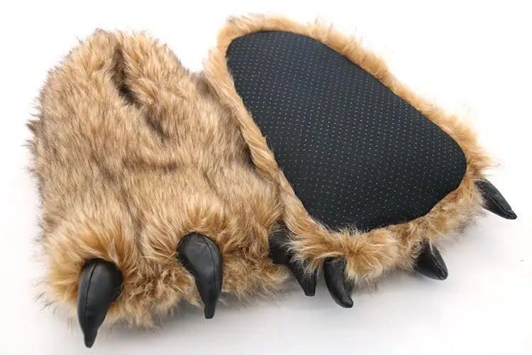 Bigfoot slippers Bear paw slippers Chunky slippers Unisex footwear Cozy comfort Novelty slippers Winter essentials Quirky fashion Furry footwear Unique gift idea