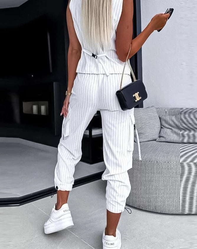 White Vest&Pants Casual Outfit - 2 piece se