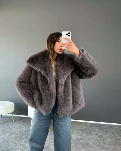  SHP Faux Fur Jacket , fashion coat , zara furry coat , Trend furry coat , woman furry coat for winter