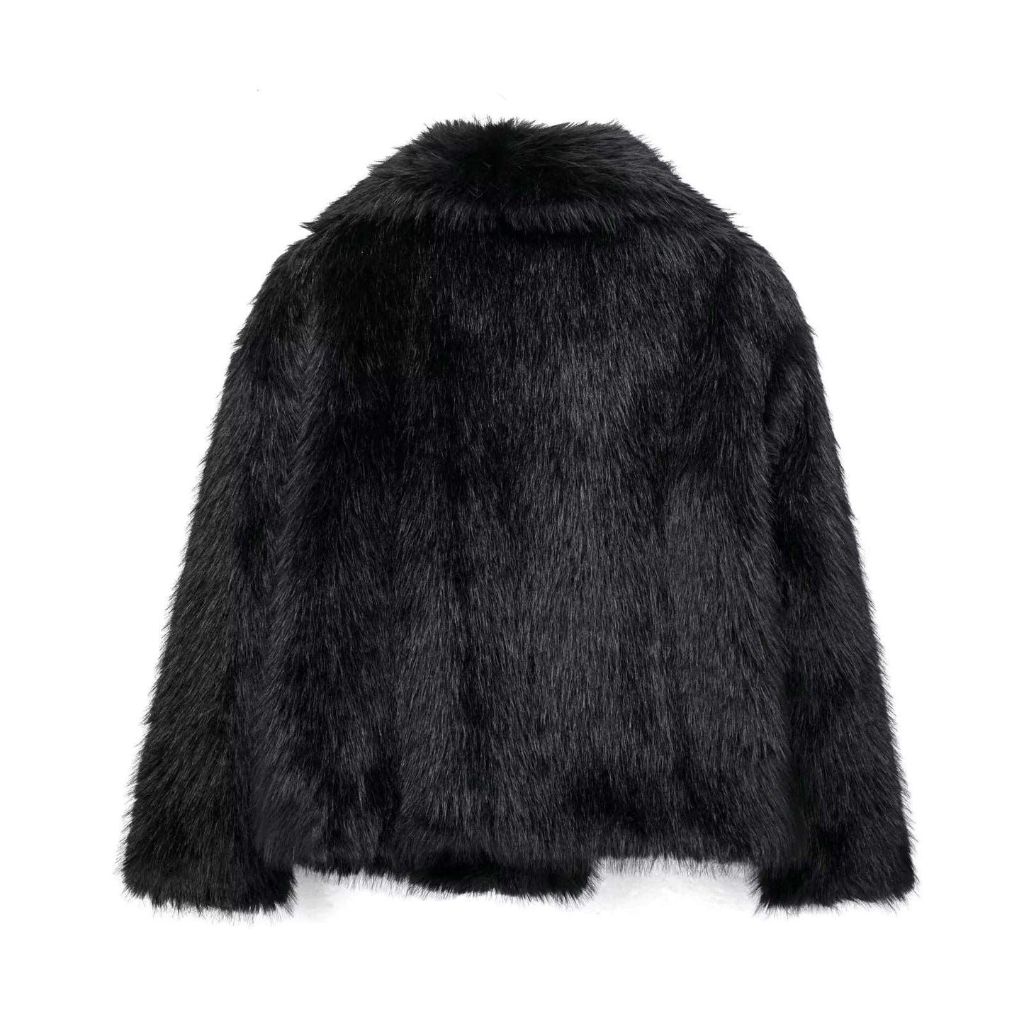  SHP Faux Fur Jacket , fashion coat , zara furry coat , Trend furry coat , woman furry coat for winter , Black