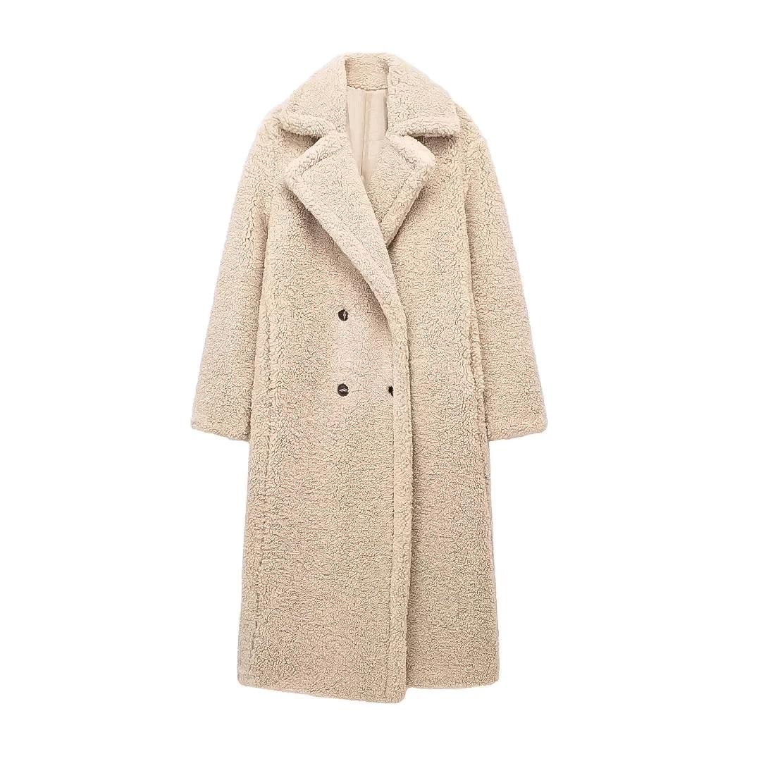 Fleece Overcoat , woman winter overcoat , woolen overcoat for winter ,White