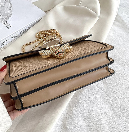 SHP Beige Luxury Bee PU Crossbody Bag