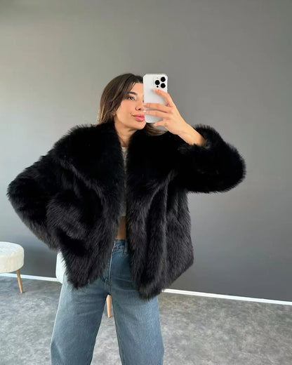  SHP Faux Fur Jacket , fashion coat , zara furry coat , Trend furry coat , woman furry coat for winter