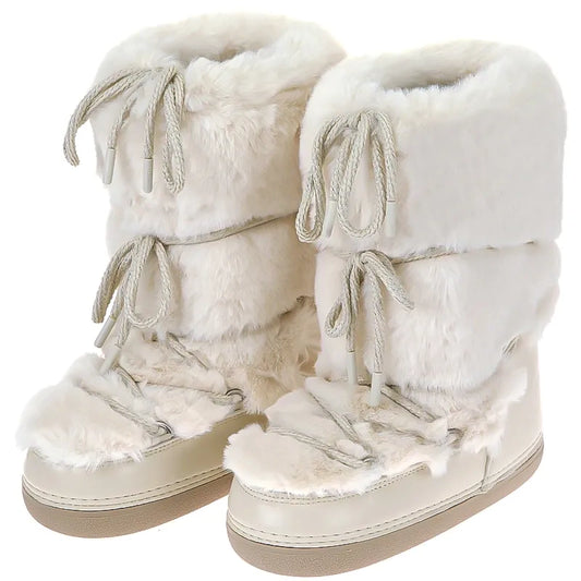 Snow Boot - Luxury furry boots ,woman boots for winter,white