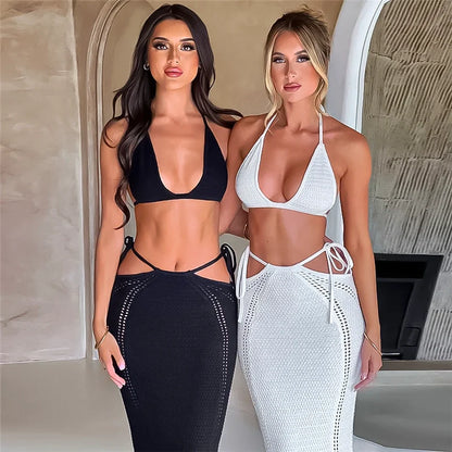 2 colors Summer Sexy Outfits Dress 2 Piece Set