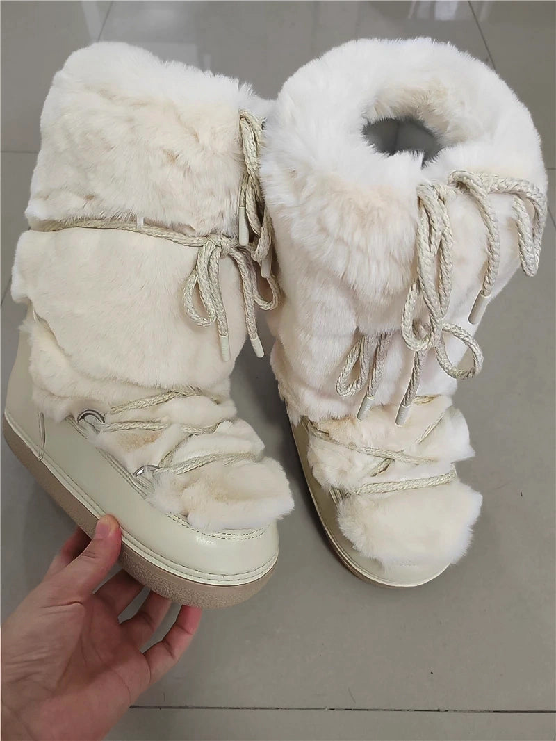 Snow Boot - Luxury furry boots ,woman boots for winter,white