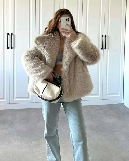  SHP Faux Fur Jacket , fashion coat , zara furry coat , Trend furry coat , woman furry coat for winter