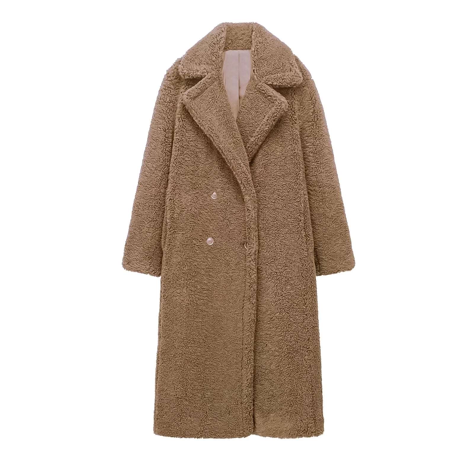 Fleece Overcoat , woman winter overcoat , woolen overcoat for winter ,Brown