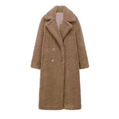 Fleece Overcoat , woman winter overcoat , woolen overcoat for winter ,Brown