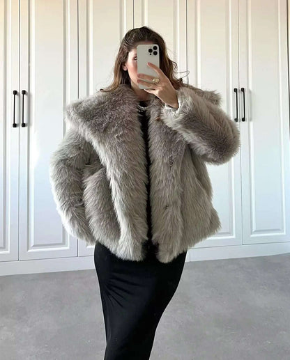  SHP Faux Fur Jacket , fashion coat , zara furry coat , Trend furry coat , woman furry coat for winter