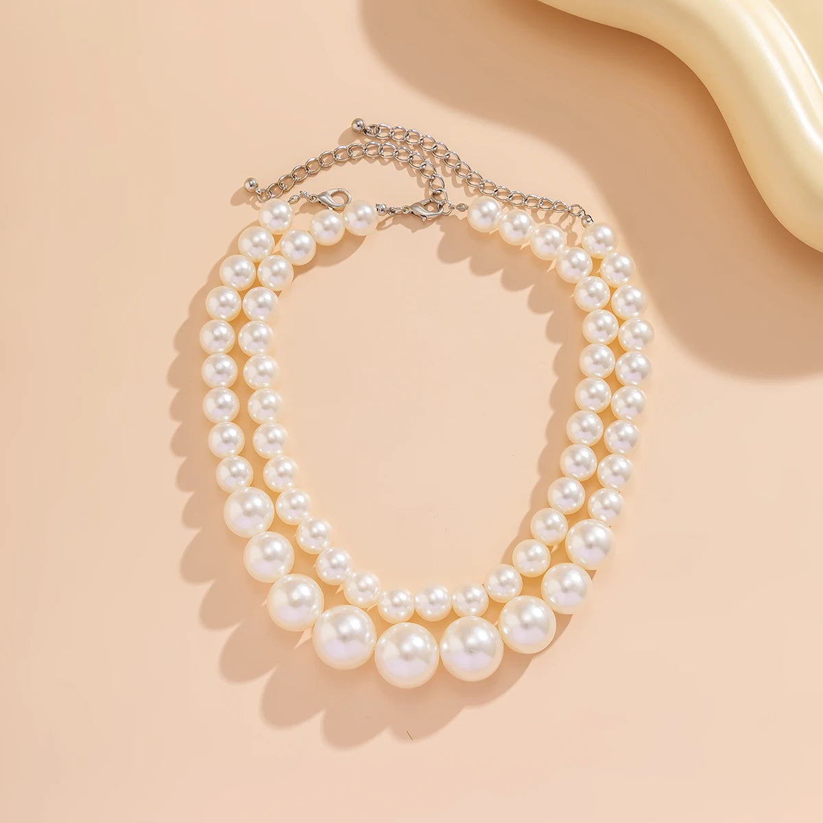 Elegant 2pcs/set Imitation Pearl Beaded Necklace