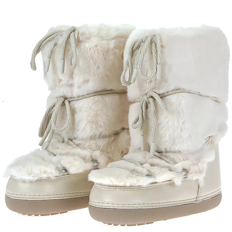 Snow Boot - Luxury furry boots ,woman boots for winter,white