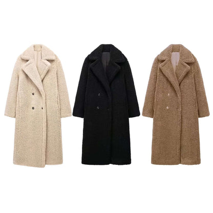 Fleece Overcoat , woman winter overcoat , woolen overcoat for winter ,3 colors , Brown,Black,White