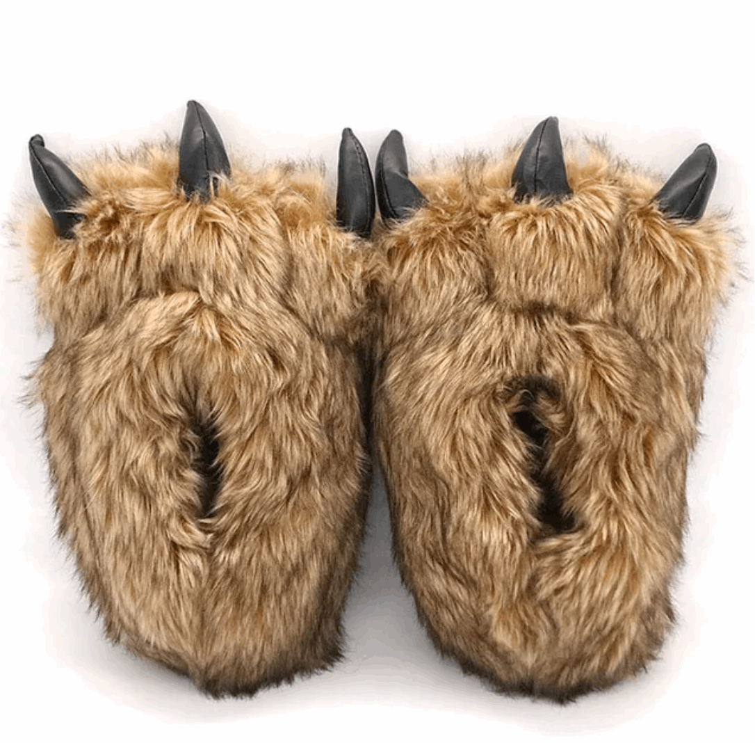 Bigfoot slippers Bear paw slippers Chunky slippers Unisex footwear Cozy comfort Novelty slippers Winter essentials Quirky fashion Furry footwear Unique gift idea