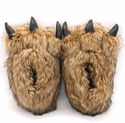 Bigfoot slippers Bear paw slippers Chunky slippers Unisex footwear Cozy comfort Novelty slippers Winter essentials Quirky fashion Furry footwear Unique gift idea