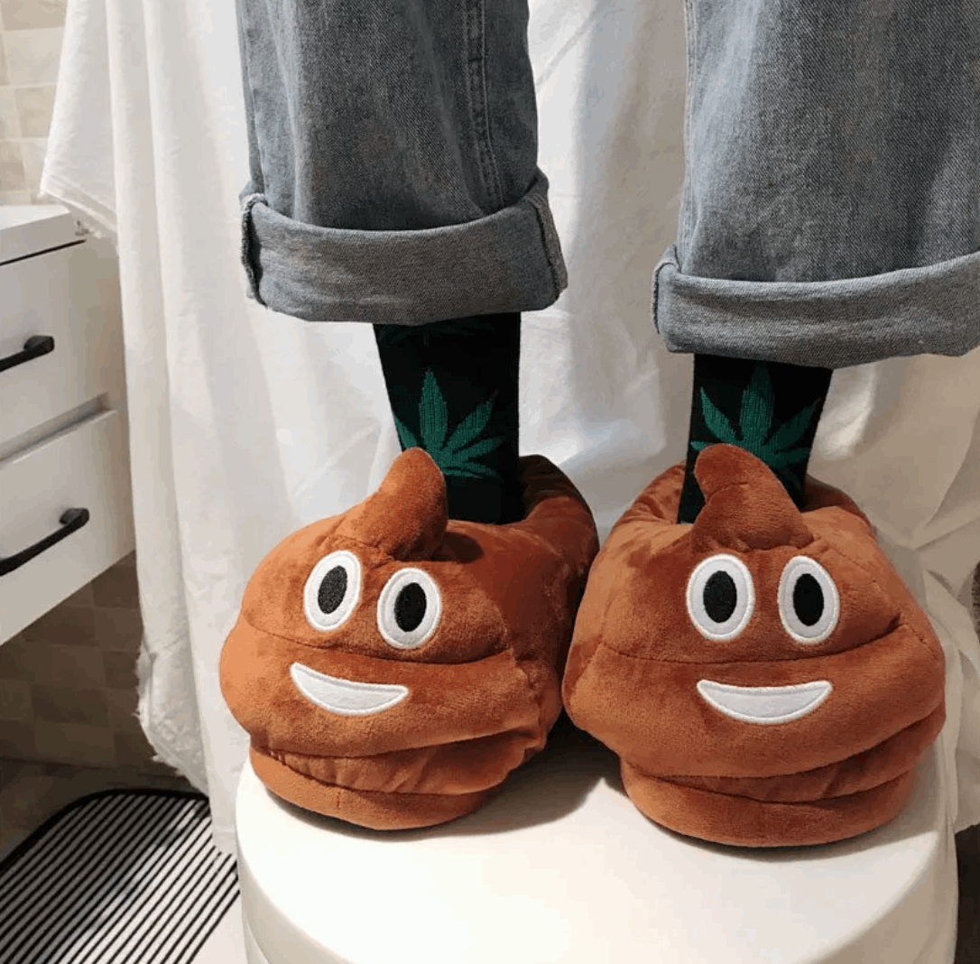 Poop slipper, Novelty footwear, Funny slippers, Quirky design, Bathroom humor, Plush poop, Comfy slippers, Unique gift idea, Whimsical footwear, Hilarious home accessory,