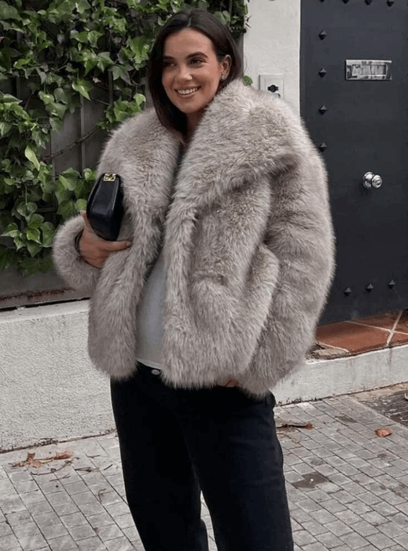  SHP Faux Fur Jacket , fashion coat , zara furry coat , Trend furry coat , woman furry coat for winter