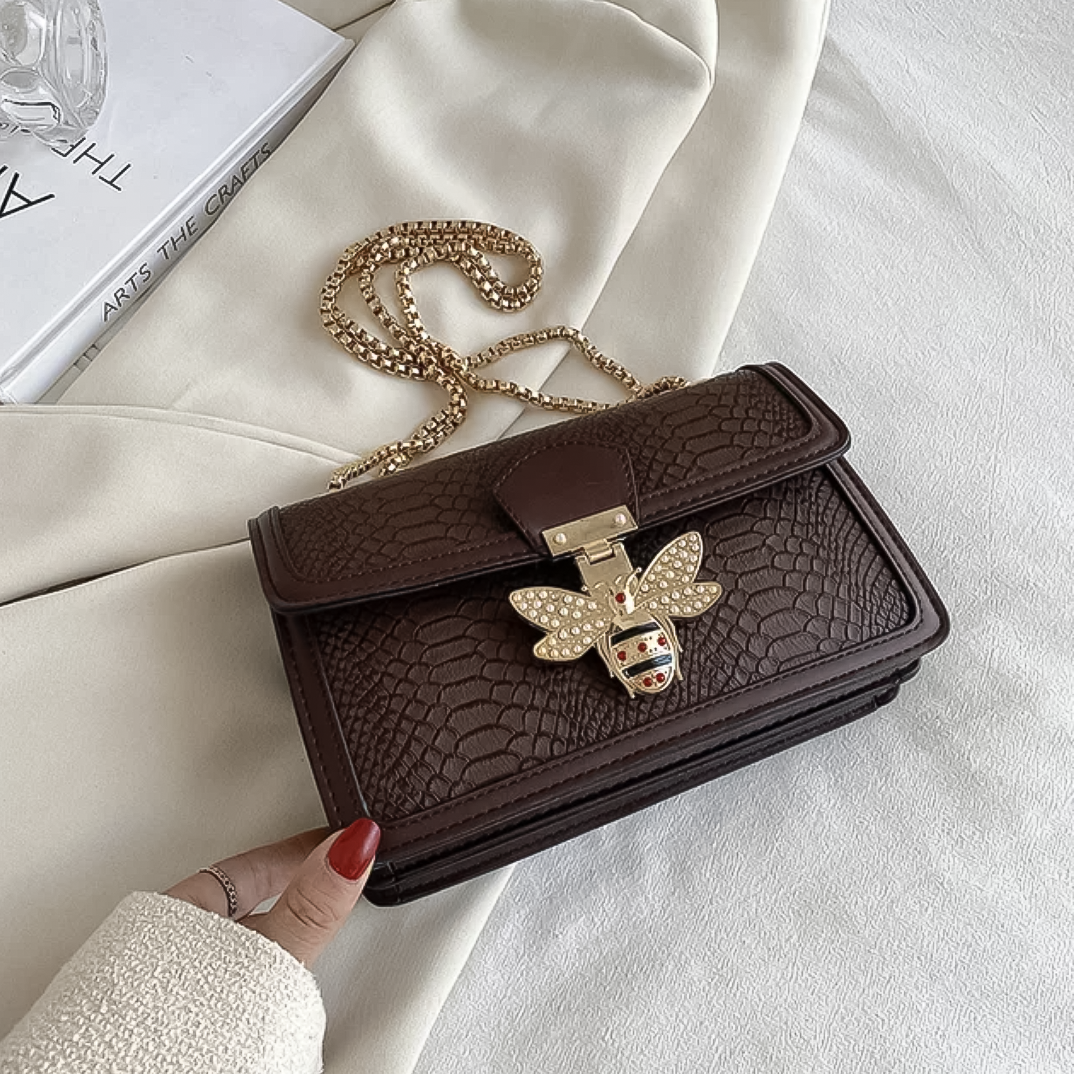 SHP Brown Luxury Bee PU Crossbody Bag