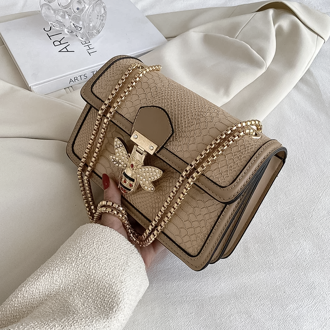 SHP Beige Luxury Bee PU Crossbody Bag