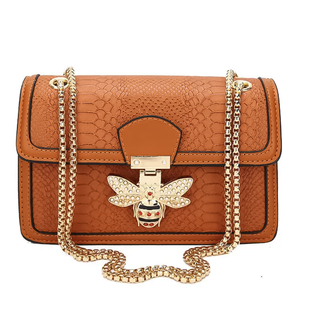 SHP Orange Luxury Bee PU Crossbody Bag