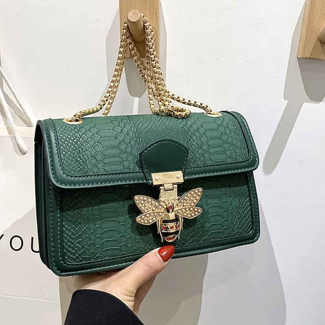 SHP Green Luxury Bee PU Crossbody Bag