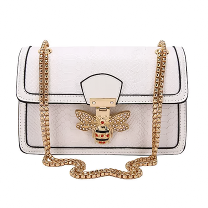 SHP White Luxury Bee PU Crossbody Bag