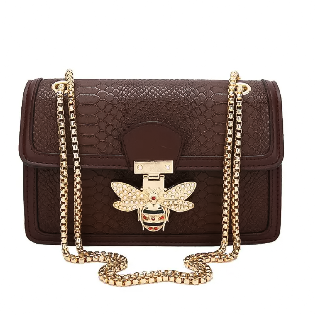 SHP Brown Luxury Bee PU Crossbody Bag