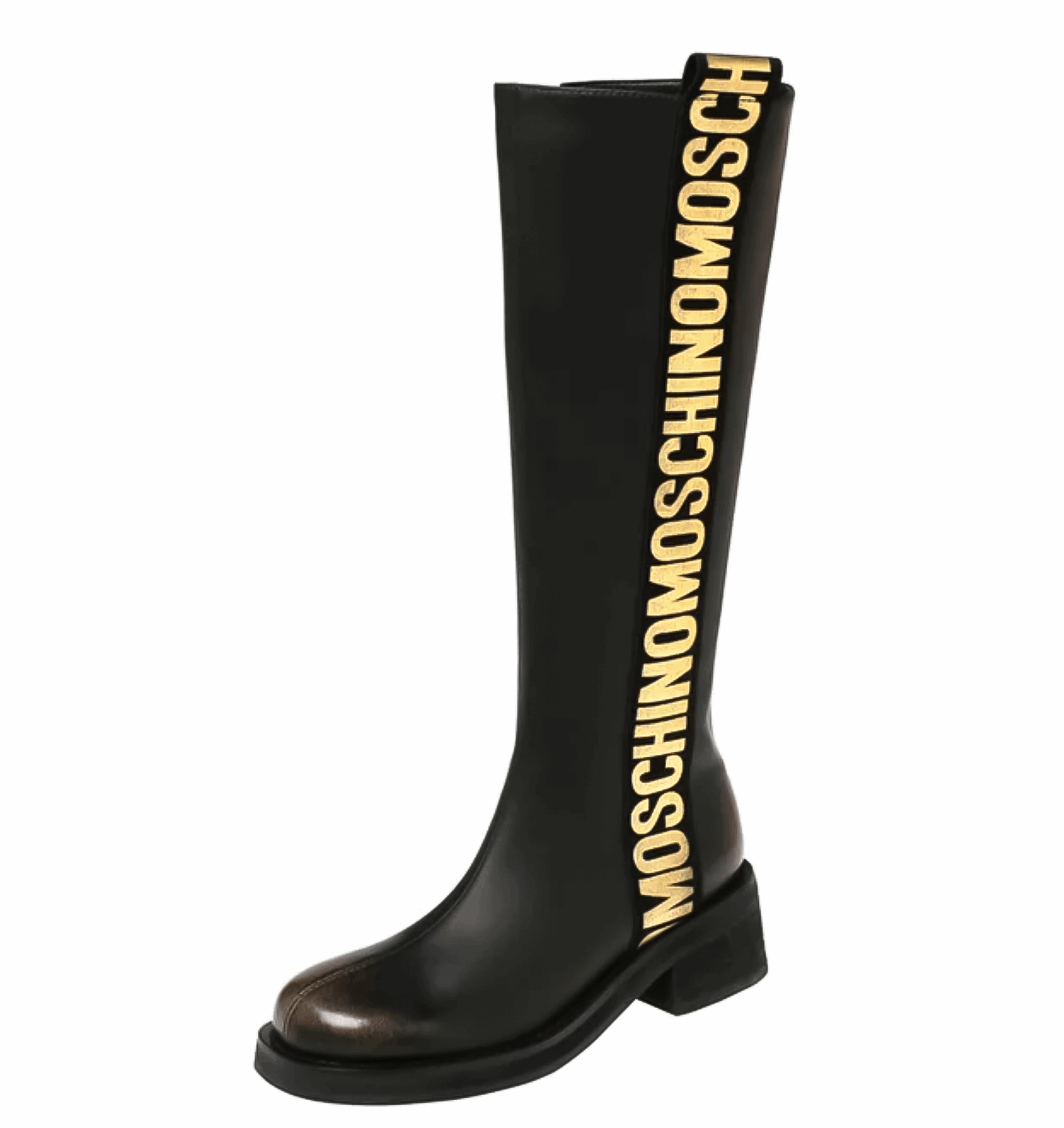 Moschino, leather, boot, limited edition, Designer, footwear, exclusive, release, High-fashion, luxury, collectible, item, Iconic, brand, limited, edition, boot, Fashion-forward, statement, piece, rare, Premium, leather, footwear, limited, edition, Trendsetting, stylish, limited, edition, boot, Collector's, item, designer, leather, boot, Limited, edition, Moschino, fashion, staple, Unique, leather, boot, limited, edition.