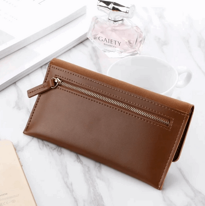 Brown V Luxury Leather Wallet,woman purse