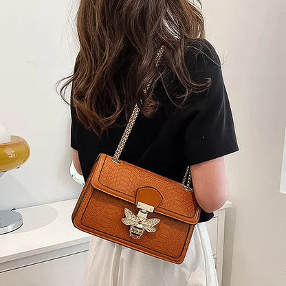 SHP Orange Luxury Bee PU Crossbody Bag