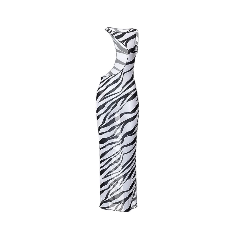 Zebra Summer Long Beach Dress Cover-Ups