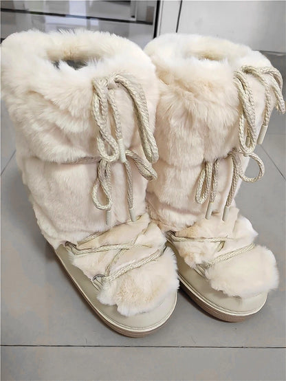 Snow Boot - Luxury furry boots ,woman boots for winter,white